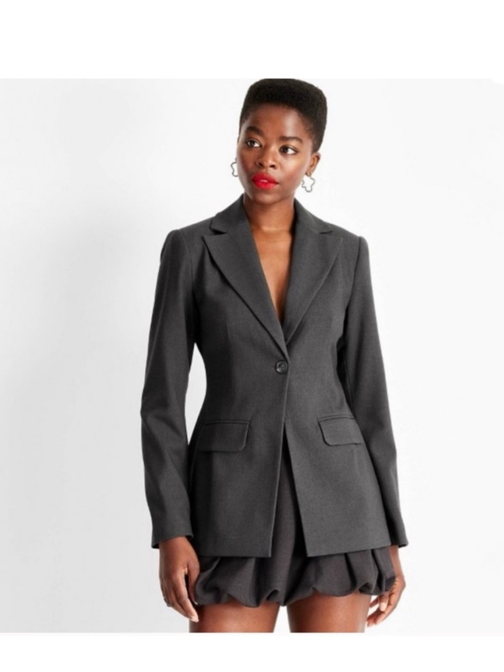 Black Women's Blazer and Bubble Skirt Set